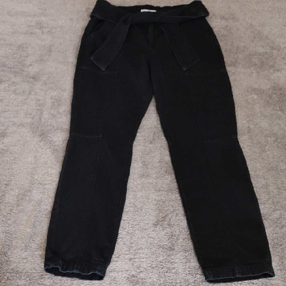 Jonathan Simkhai Henley Tie Waist Straight Jeans Black NWT